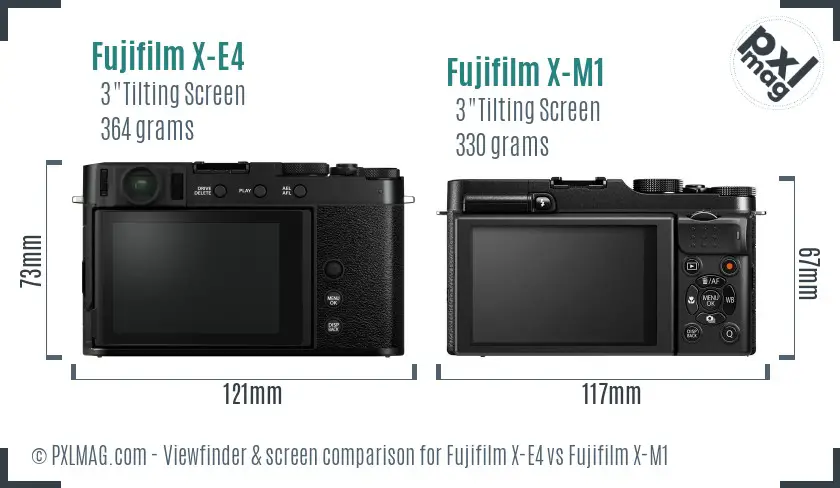 Fujifilm X-E4 vs Fujifilm X-M1 Screen and Viewfinder comparison