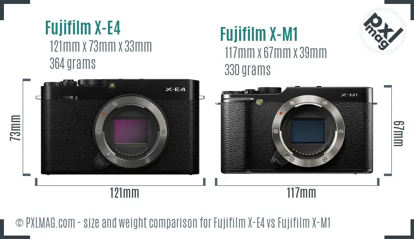 Fujifilm X-E4 vs Fujifilm X-M1 size comparison