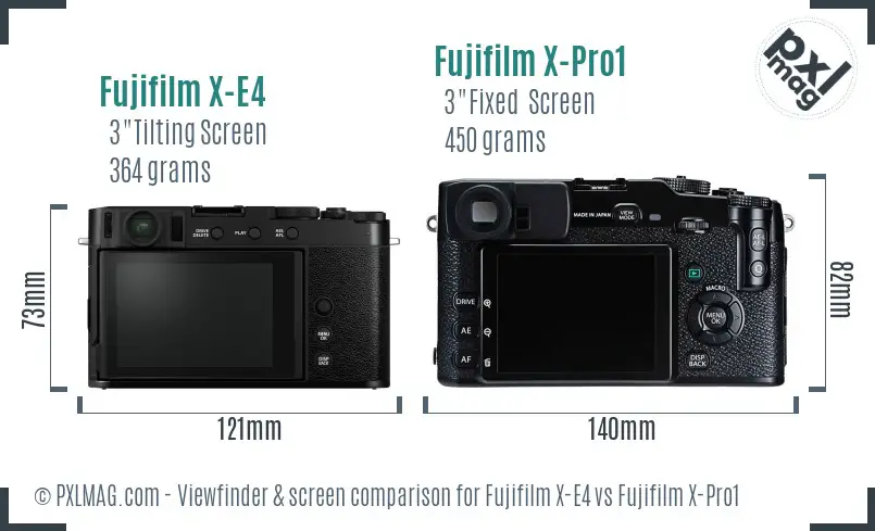 Fujifilm X-E4 vs Fujifilm X-Pro1 Screen and Viewfinder comparison