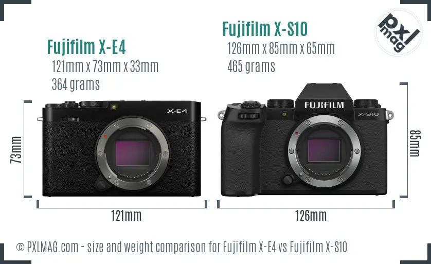 Fujifilm X-E4 vs Fujifilm X-S10 size comparison
