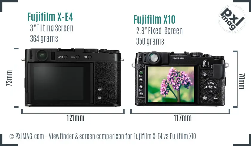 Fujifilm X-E4 vs Fujifilm X10 Screen and Viewfinder comparison