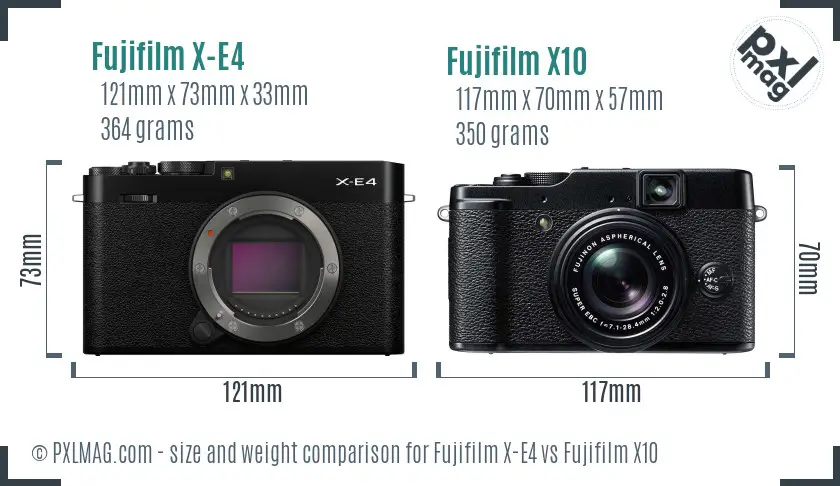 Fujifilm X-E4 vs Fujifilm X10 size comparison