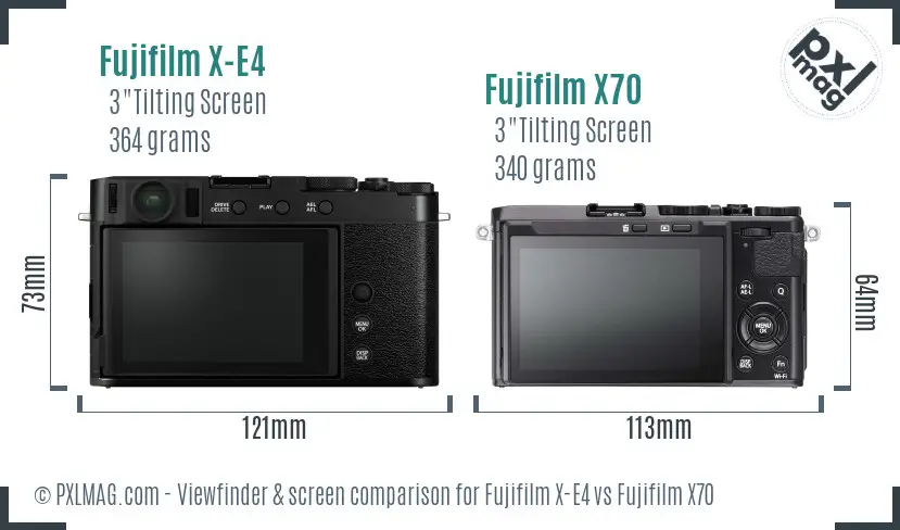 Fujifilm X-E4 vs Fujifilm X70 Screen and Viewfinder comparison Fujifilm X-E4 vs Fujifilm X70 Screen and Viewfinder comparison