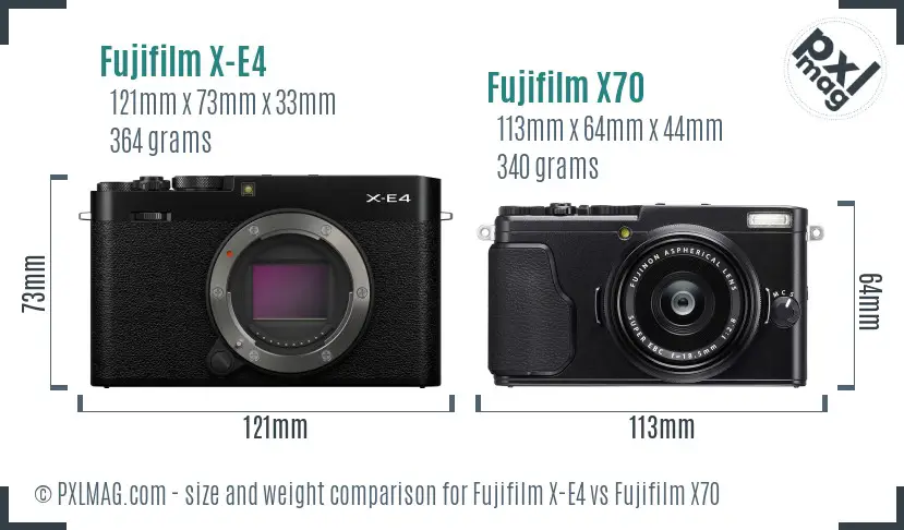Fujifilm X-E4 vs Fujifilm X70 size comparison Fujifilm X-E4 vs Fujifilm X70 size comparison