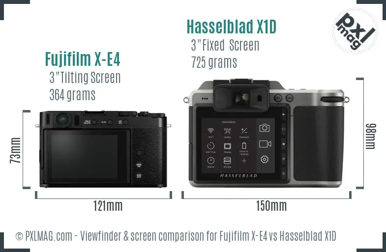 Fujifilm X-E4 vs Hasselblad X1D Screen and Viewfinder comparison