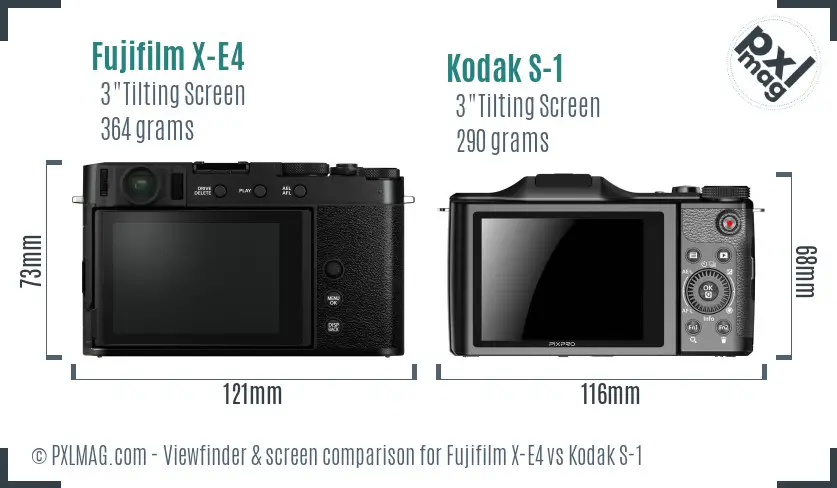 Fujifilm X-E4 vs Kodak S-1 Screen and Viewfinder comparison