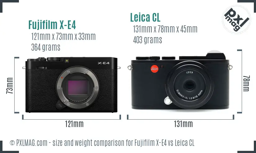 Fujifilm X-E4 vs Leica CL size comparison