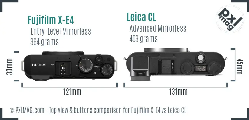 Fujifilm X-E4 vs Leica CL top view buttons comparison