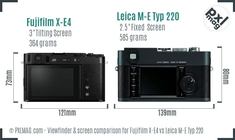 Fujifilm X-E4 vs Leica M-E Typ 220 Screen and Viewfinder comparison