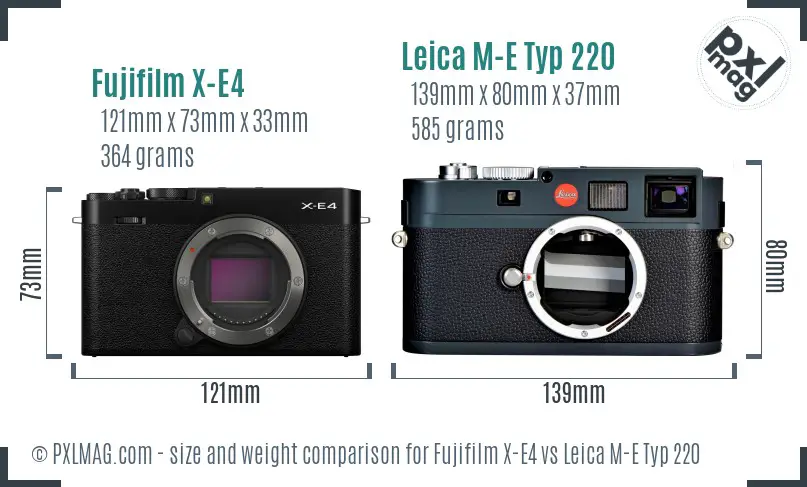Fujifilm X-E4 vs Leica M-E Typ 220 size comparison