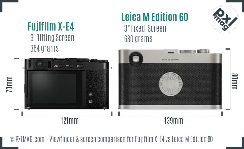 Fujifilm X-E4 vs Leica M Edition 60 Screen and Viewfinder comparison