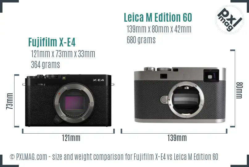 Fujifilm X-E4 vs Leica M Edition 60 size comparison