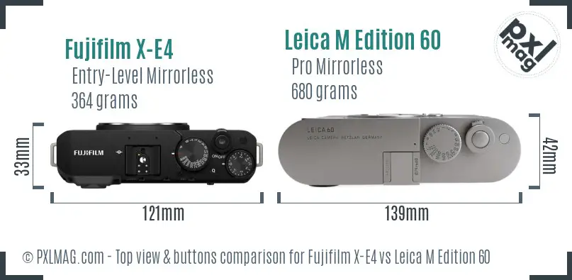 Fujifilm X-E4 vs Leica M Edition 60 top view buttons comparison