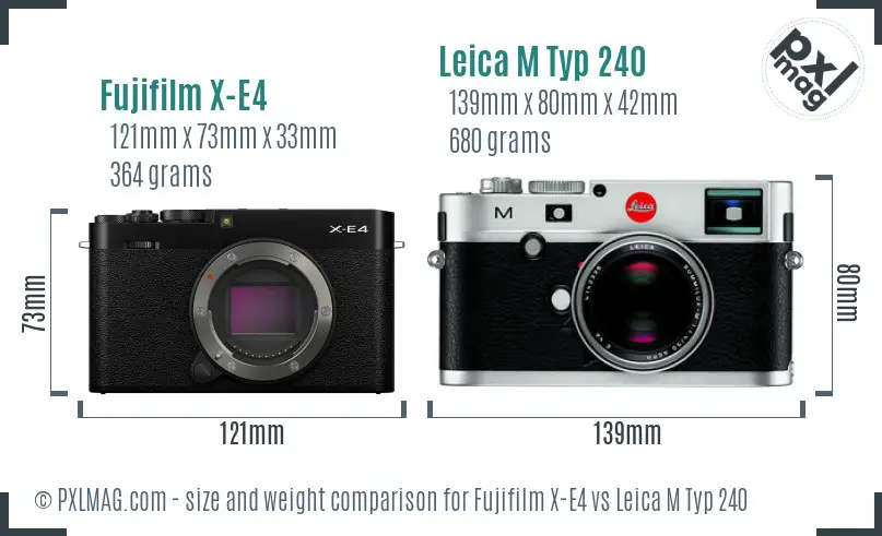 Fujifilm X-E4 vs Leica M Typ 240 size comparison