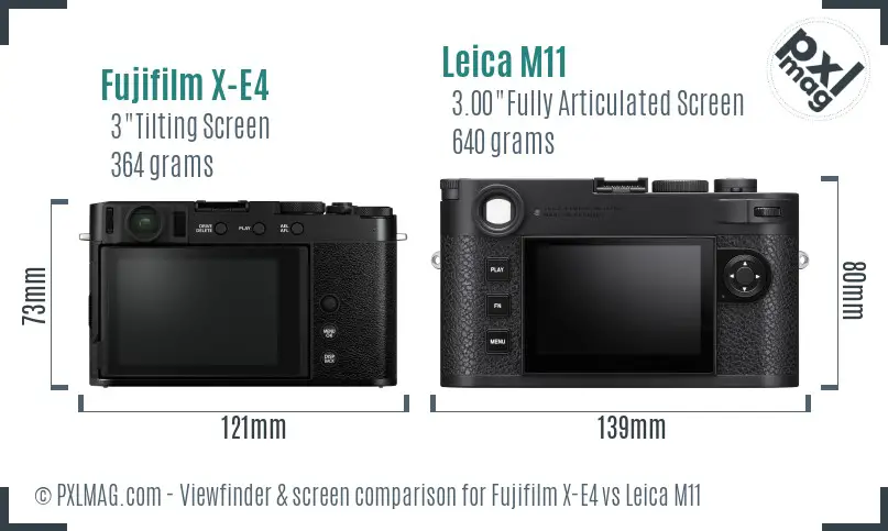 Fujifilm X-E4 vs Leica M11 Screen and Viewfinder comparison