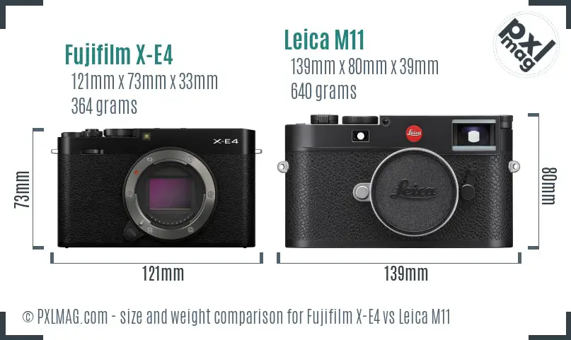 Fujifilm X-E4 vs Leica M11 size comparison