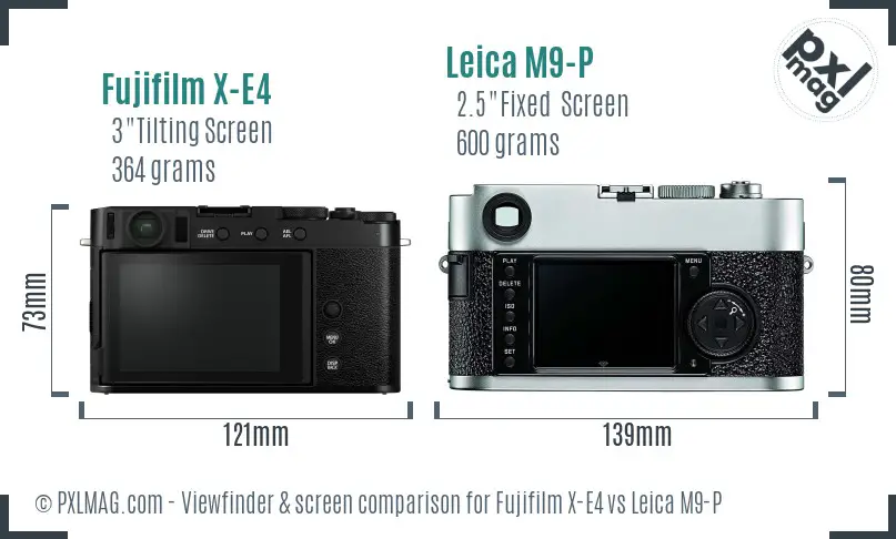 Fujifilm X-E4 vs Leica M9-P Screen and Viewfinder comparison