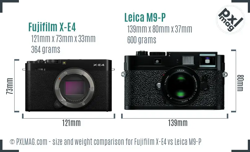 Fujifilm X-E4 vs Leica M9-P size comparison
