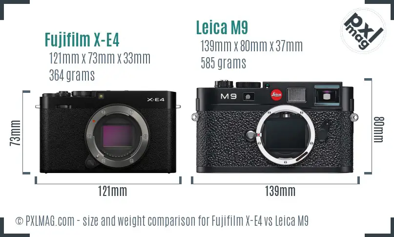 Fujifilm X-E4 vs Leica M9 size comparison