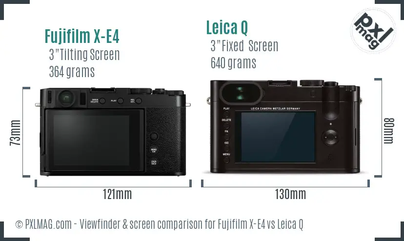 Fujifilm X-E4 vs Leica Q Screen and Viewfinder comparison