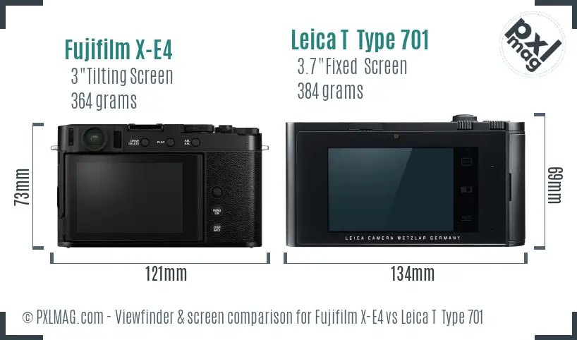 Fujifilm X-E4 vs Leica T  Type 701 Screen and Viewfinder comparison