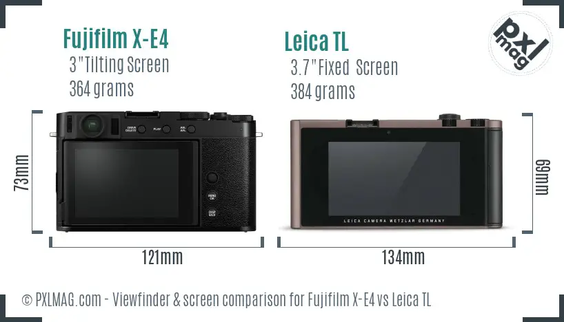 Fujifilm X-E4 vs Leica TL Screen and Viewfinder comparison