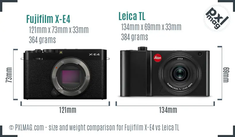 Fujifilm X-E4 vs Leica TL size comparison