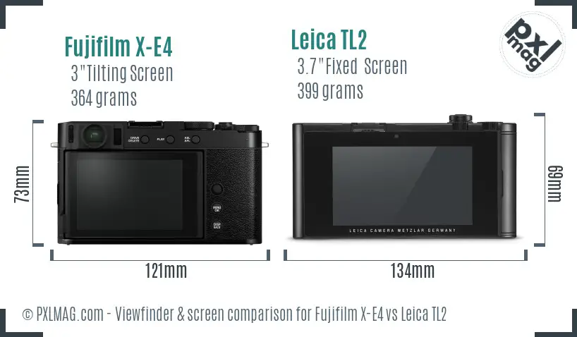 Fujifilm X-E4 vs Leica TL2 Screen and Viewfinder comparison