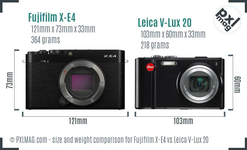 Fujifilm X-E4 vs Leica V-Lux 20 size comparison