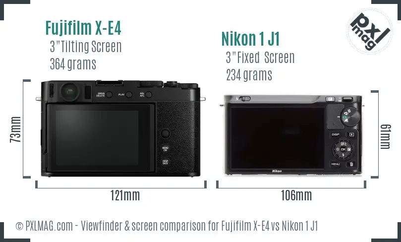 Fujifilm X-E4 vs Nikon 1 J1 Screen and Viewfinder comparison