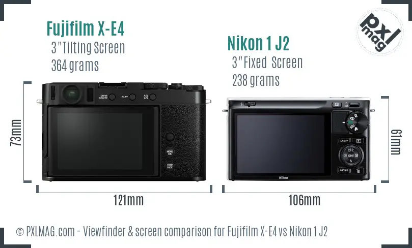 Fujifilm X-E4 vs Nikon 1 J2 Screen and Viewfinder comparison