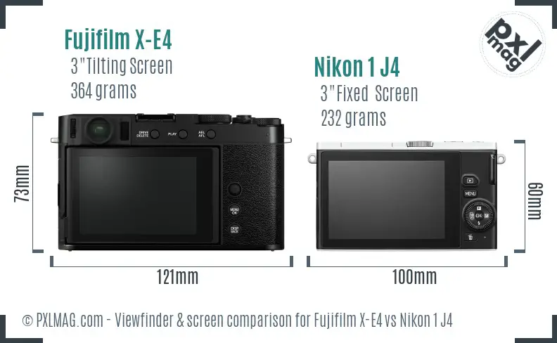 Fujifilm X-E4 vs Nikon 1 J4 Screen and Viewfinder comparison