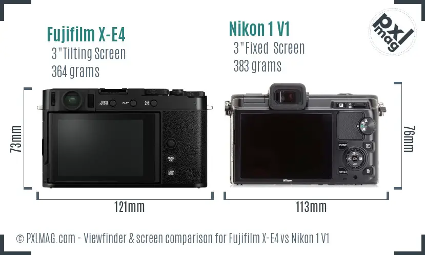 Fujifilm X-E4 vs Nikon 1 V1 Screen and Viewfinder comparison