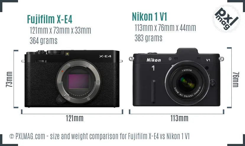 Fujifilm X-E4 vs Nikon 1 V1 size comparison