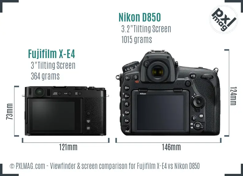 Fujifilm X-E4 vs Nikon D850 Screen and Viewfinder comparison Fujifilm X-E4 vs Nikon D850 Screen and Viewfinder comparison