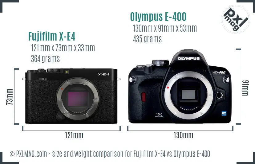 Fujifilm X-E4 vs Olympus E-400 size comparison