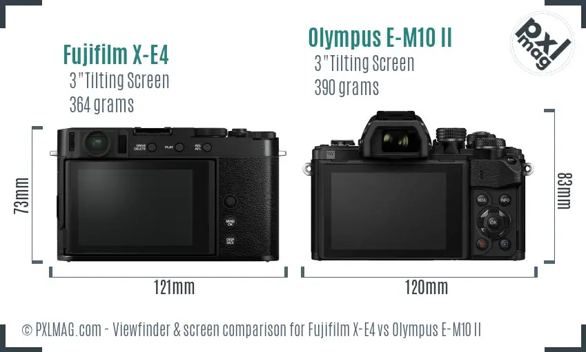 Fujifilm X-E4 vs Olympus E-M10 II Screen and Viewfinder comparison