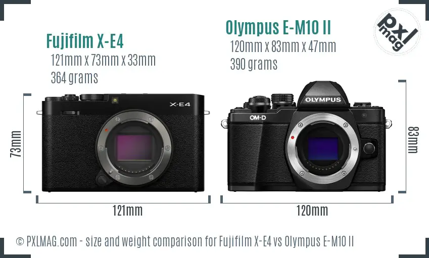 Fujifilm X-E4 vs Olympus E-M10 II size comparison
