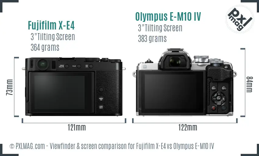 Fujifilm X-E4 vs Olympus E-M10 IV Screen and Viewfinder comparison