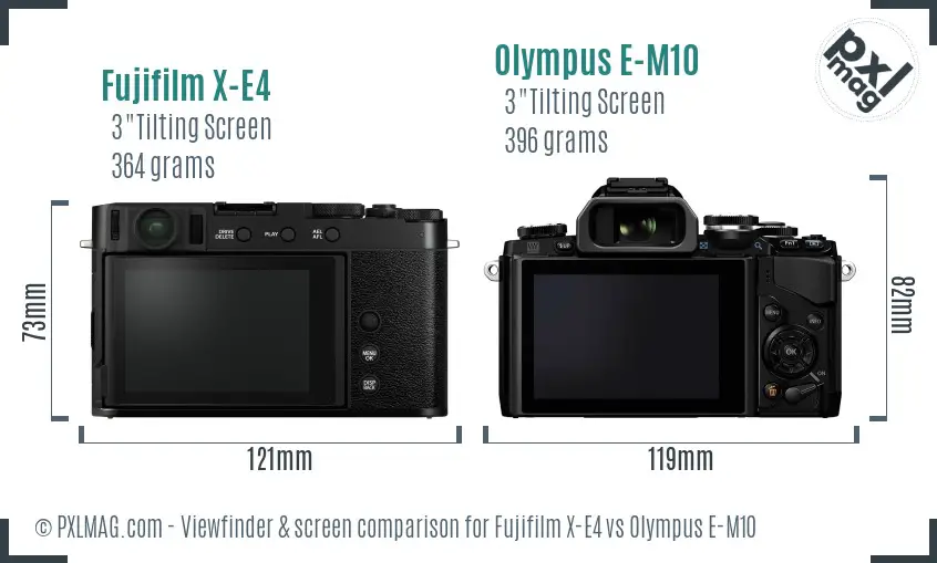 Fujifilm X-E4 vs Olympus E-M10 Screen and Viewfinder comparison