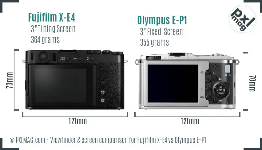 Fujifilm X-E4 vs Olympus E-P1 Screen and Viewfinder comparison