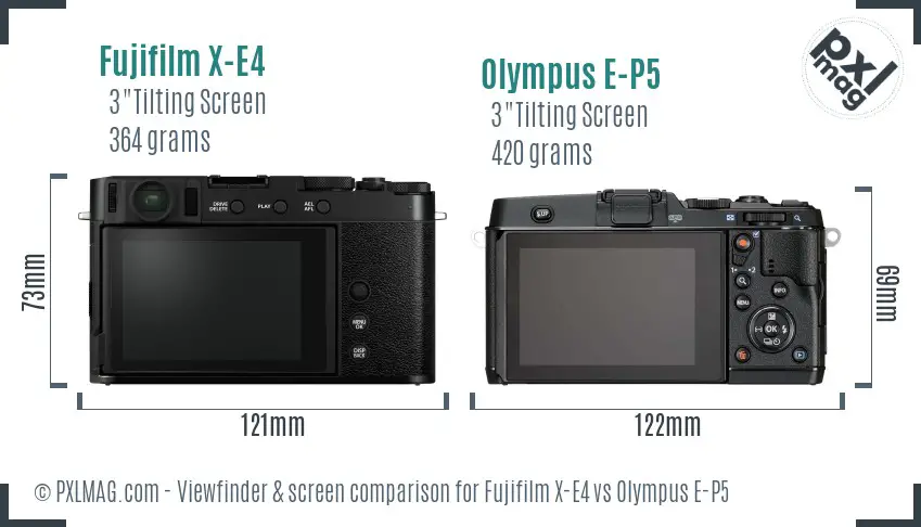 Fujifilm X-E4 vs Olympus E-P5 Screen and Viewfinder comparison