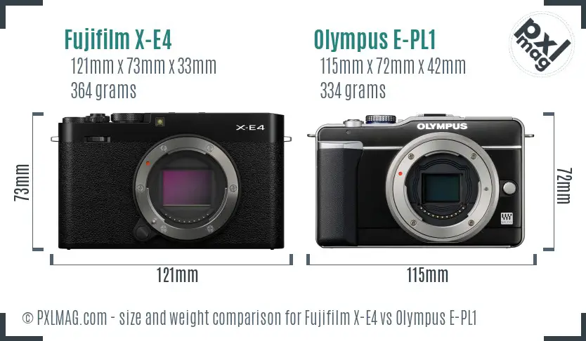 Fujifilm X-E4 vs Olympus E-PL1 size comparison