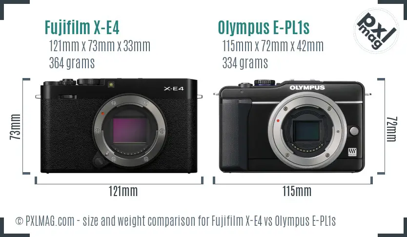 Fujifilm X-E4 vs Olympus E-PL1s size comparison