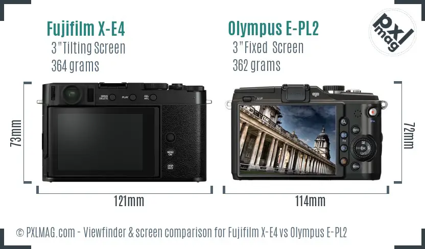 Fujifilm X-E4 vs Olympus E-PL2 Screen and Viewfinder comparison
