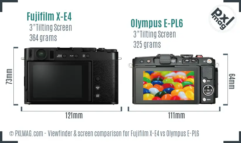 Fujifilm X-E4 vs Olympus E-PL6 Screen and Viewfinder comparison