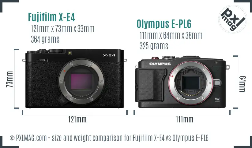 Fujifilm X-E4 vs Olympus E-PL6 size comparison