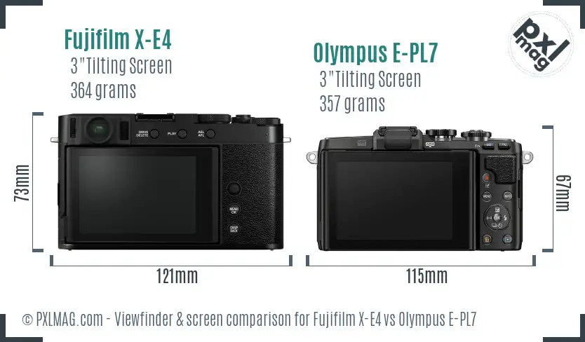 Fujifilm X-E4 vs Olympus E-PL7 Screen and Viewfinder comparison
