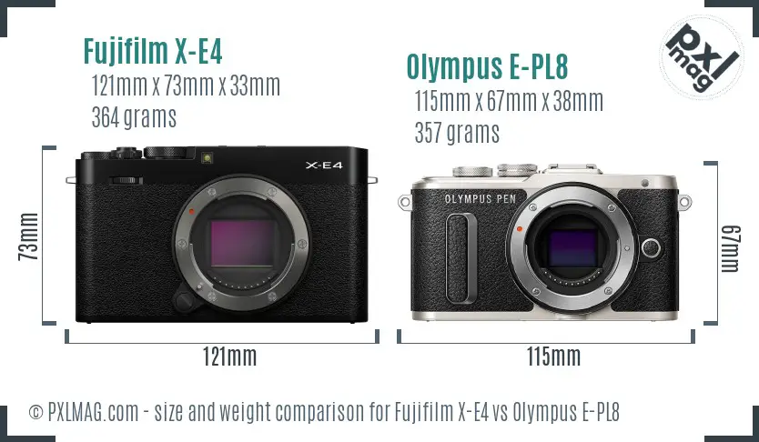 Fujifilm X-E4 vs Olympus E-PL8 size comparison