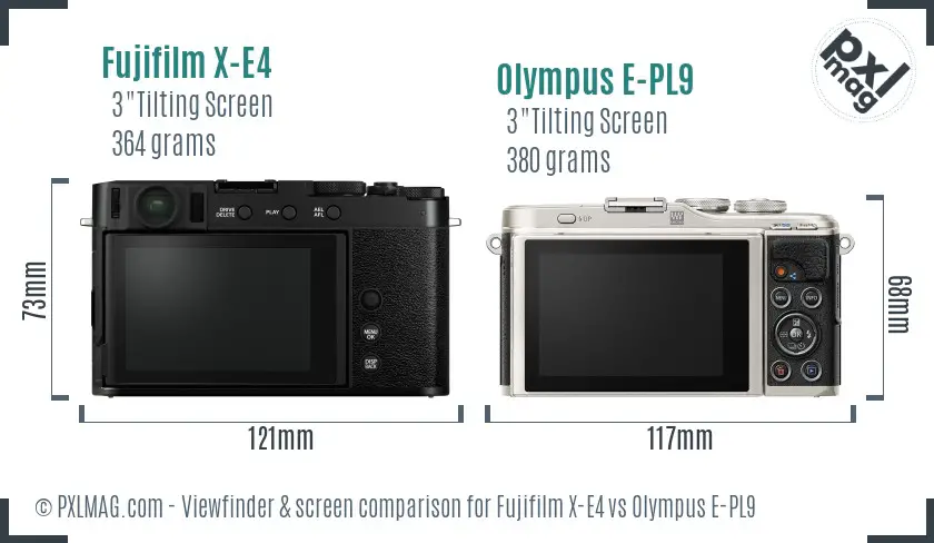 Fujifilm X-E4 vs Olympus E-PL9 Screen and Viewfinder comparison